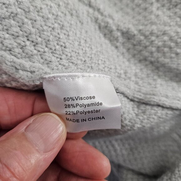 Merokeety Womens Large Long Sleeve Light Grey Knit Cardigan Sweater Pockets - Picture 12 of 14